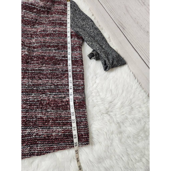 Lucky Brand Womens Cardigan Sweater Gray Red‎ Long Sleeve Open Front Neckline L - Picture 4 of 6